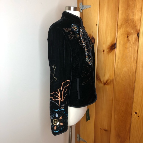 Harve Benard Black Velour Embroidered Jacket - Picture 2 of 11